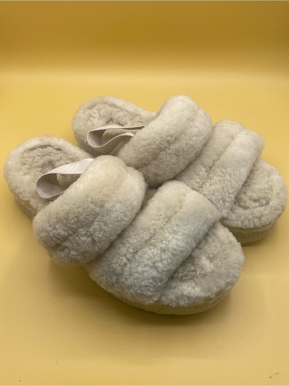 UGG Cream Shearling Double-Strap Slide Sandals - Picture 2 of 5